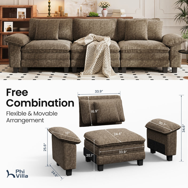 Cloud-like Living Room Modular Sectional Sofa Couch Chenille