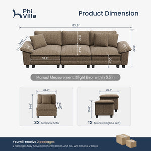 Briar Cloud-like Living Room Modular Sectional Sofa Couch Chenille