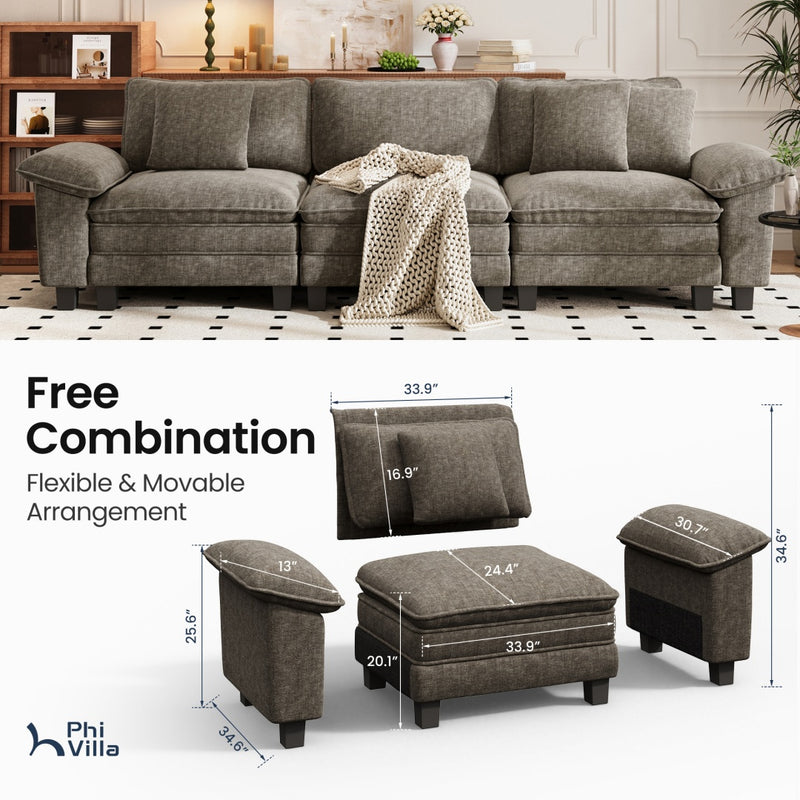 Briar Cloud-like Living Room Modular Sectional Sofa Couch Chenille