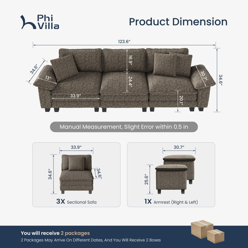 Briar Cloud-like Living Room Modular Sectional Sofa Couch Chenille