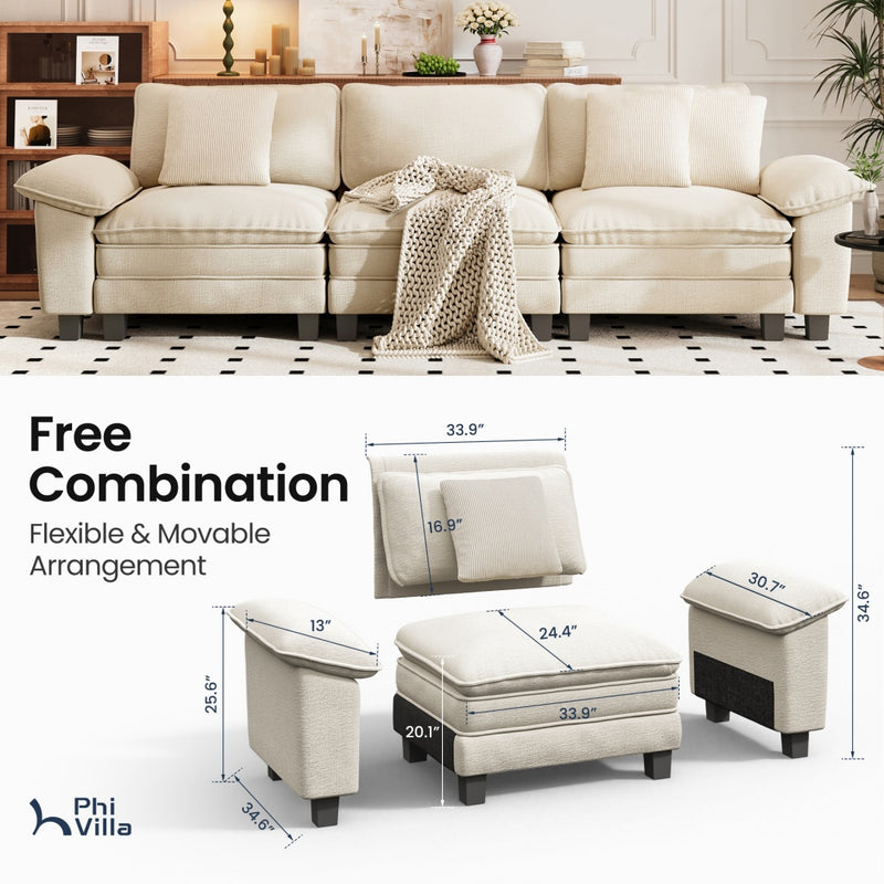 Cloud-like Living Room Modular Sectional Sofa Couch Chenille