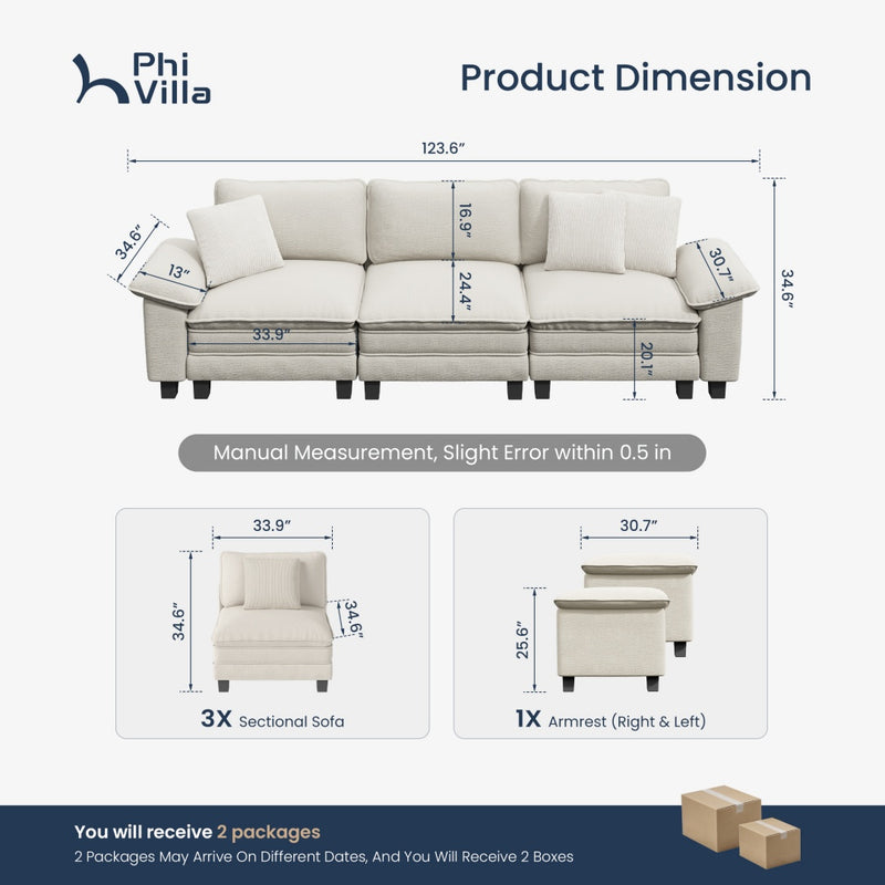 Cloud-like Living Room Modular Sectional Sofa Couch Chenille