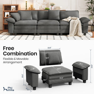 Briar Cloud-like Living Room Sofa Couch Modular Sectional Corduroy Set