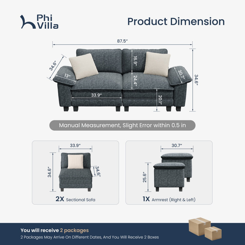 Cloud-like Living Room Modular Sectional Sofa Couch Chenille