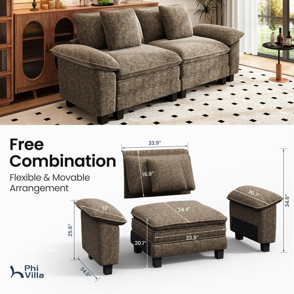 Briar Cloud-like Living Room Modular Sectional Sofa Couch Chenille