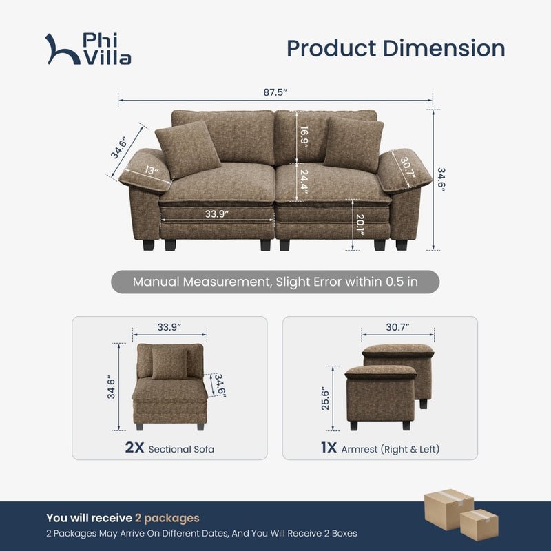 Cloud-like Living Room Modular Sectional Sofa Couch Chenille