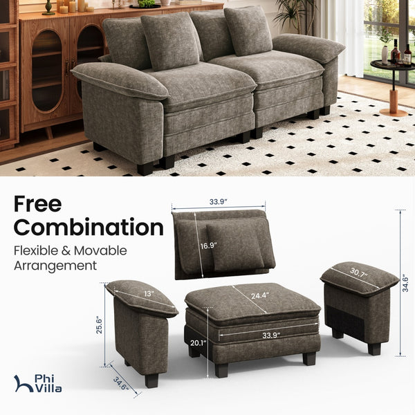 Briar Cloud-like Living Room Modular Sectional Sofa Couch Chenille