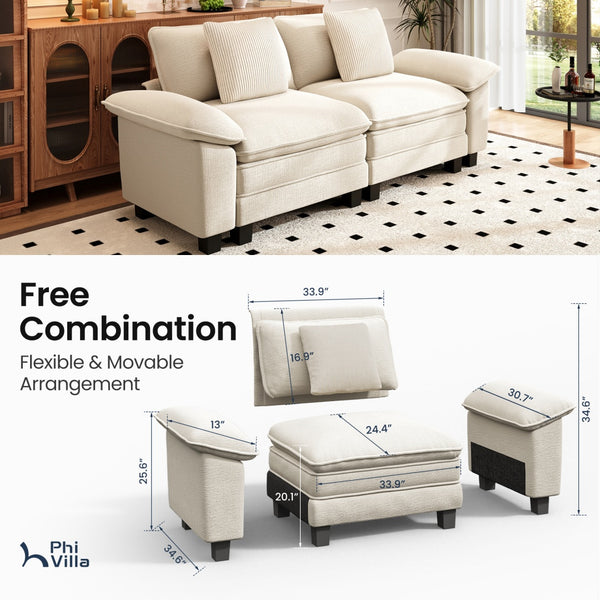 Briar Cloud-like Living Room Modular Sectional Sofa Couch Chenille