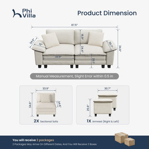 Briar Cloud-like Living Room Modular Sectional Sofa Couch Chenille