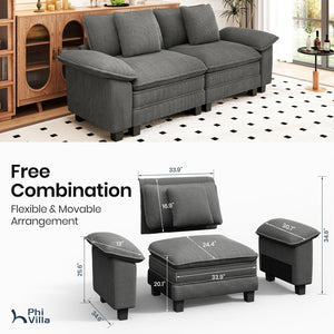 Briar Cloud-like Living Room Sofa Couch Modular Sectional Corduroy Set