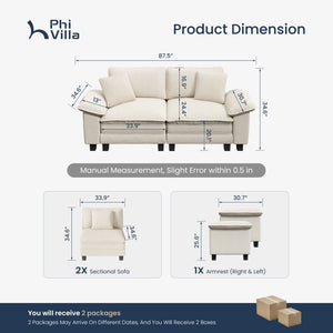 Briar Cloud-like Living Room Sofa Couch Modular Sectional Corduroy Set