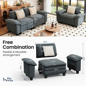 Briar Living Room Sofa Modular Sectional Cloud-like Couch Chenille Large Set