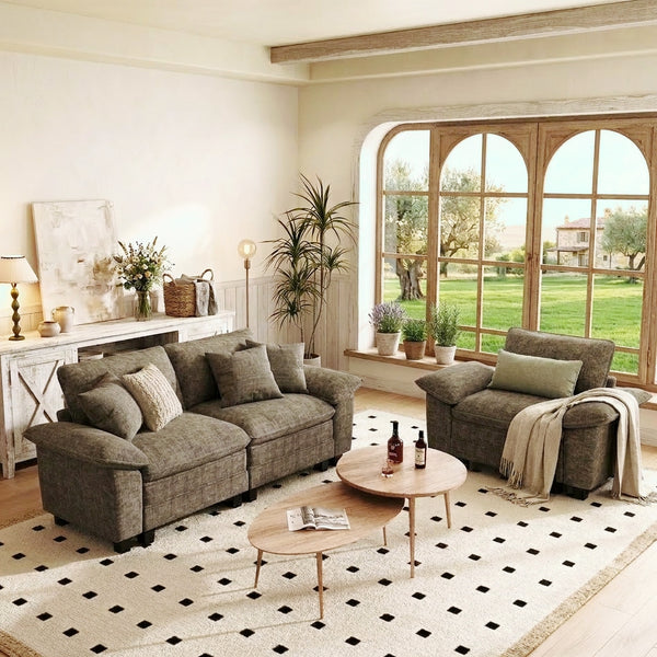 Briar Living Room Sofa Modular Sectional Cloud-like Couch Chenille Large Set