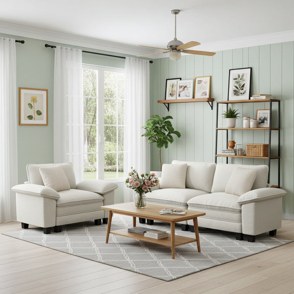 2-piece living room sofa set for 3