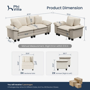 Briar Cloud-like Living Room Sofa Couch Modular Sectional Corduroy Large Set