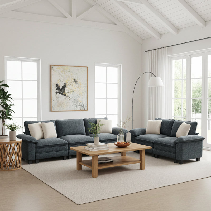 Living Room Sofa Modular Sectional Cloud-like Couch Chenille Large Set
