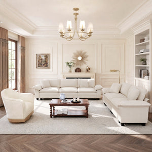 Briar Combo Set Corduroy Living Room Sofa and  Swivel Chair