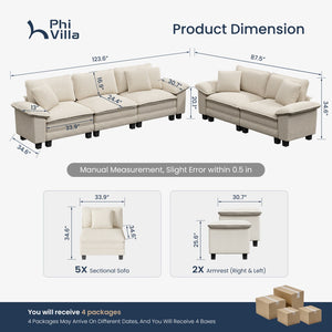 Briar Cloud-like Living Room Sofa Couch Modular Sectional Corduroy Large Set