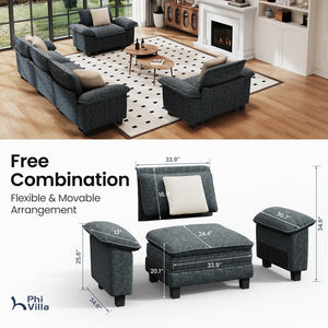 Briar Living Room Sofa Chenille Cloud-like Couch Modular Sectional Large Set