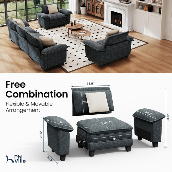 Briar Living Room Sofa Chenille Cloud-like Couch Modular Sectional Large Set