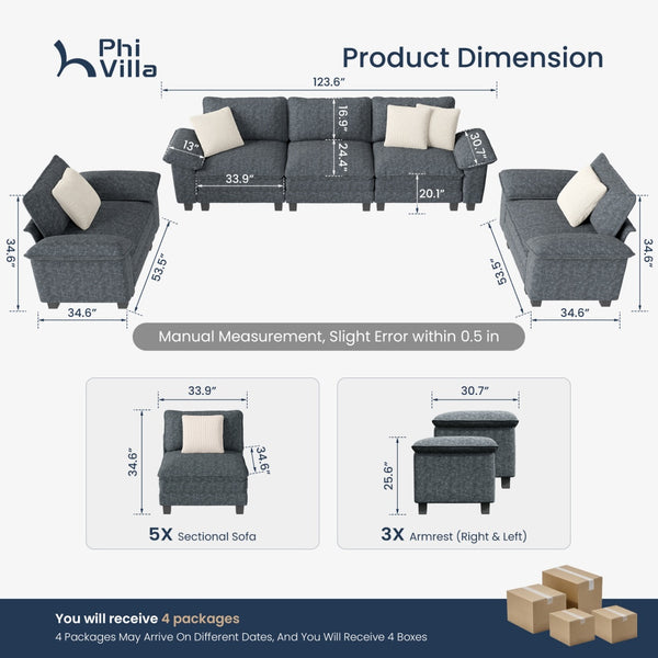 Briar Living Room Sofa Chenille Cloud-like Couch Modular Sectional Large Set