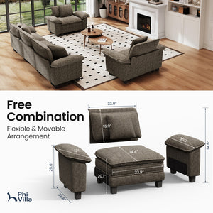 Briar Living Room Sofa Chenille Cloud-like Couch Modular Sectional Large Set