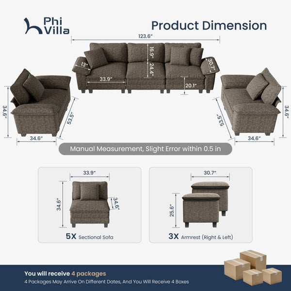 Briar Living Room Sofa Chenille Cloud-like Couch Modular Sectional Large Set