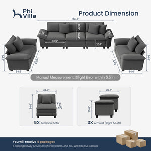 Briar Living Room Sofa Corduroy Cloud-like Couch Modular Sectional Large Set