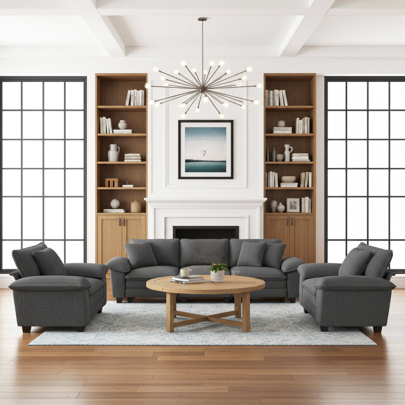 Living Room Sofa Corduroy Cloud-like Couch Modular Sectional Large Set
