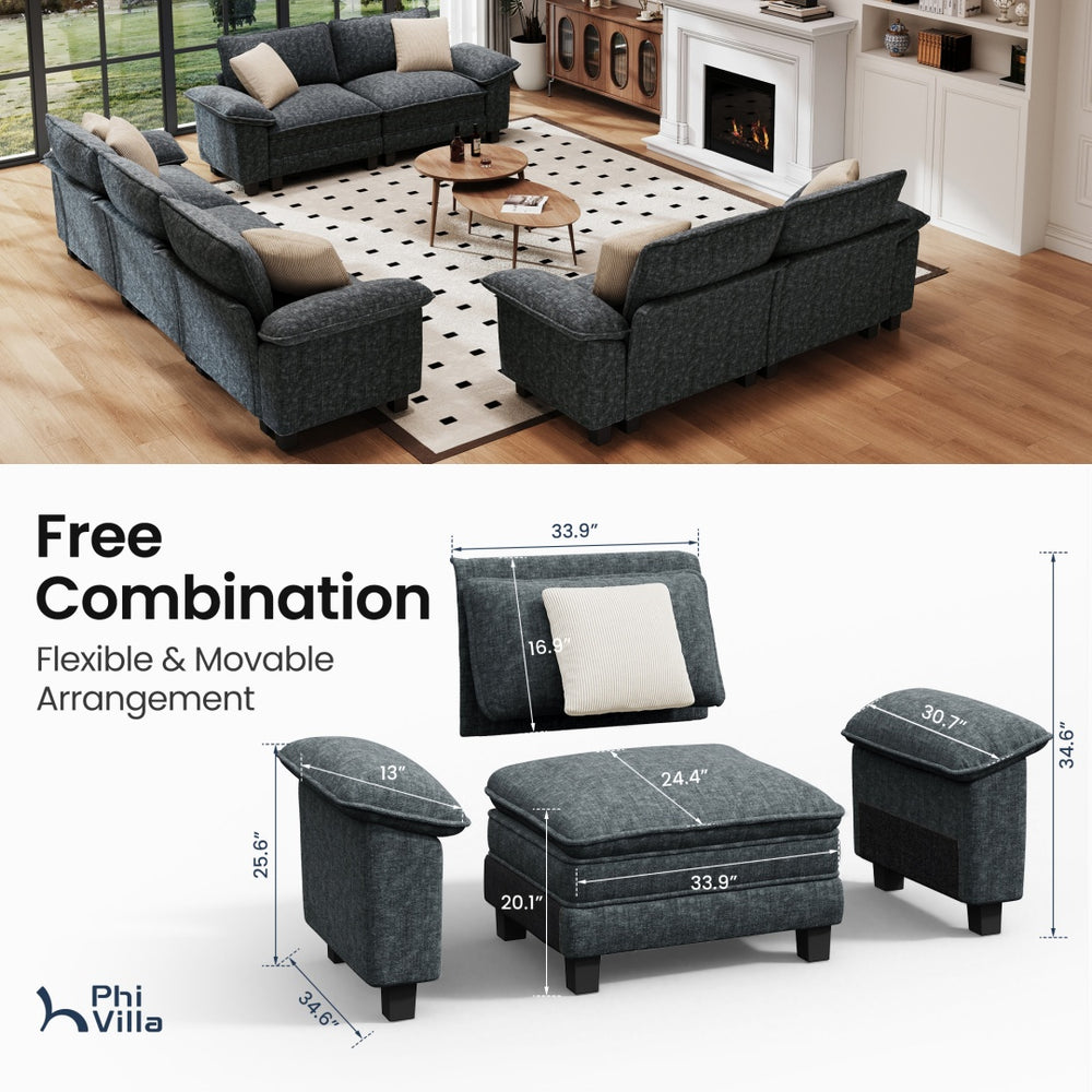 Briar Living Room Sofa Chenille Cloud-like Couch Modular Sectional Large Set