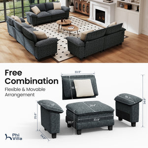 Briar Living Room Sofa Chenille Cloud-like Couch Modular Sectional Large Set