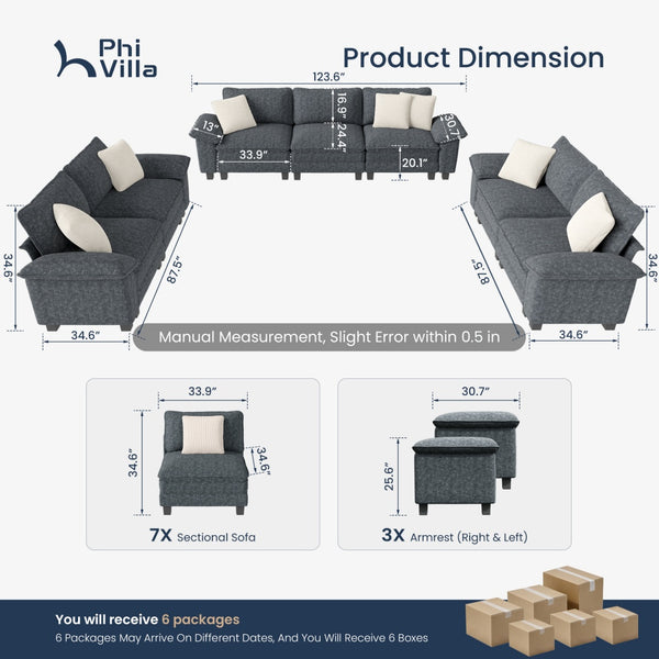 Briar Living Room Sofa Chenille Cloud-like Couch Modular Sectional Large Set