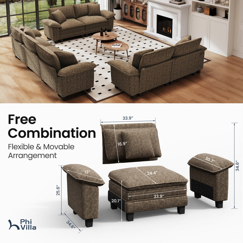 Living Room Sofa Chenille Cloud-like Couch Modular Sectional Large Set