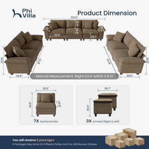 Briar Living Room Sofa Chenille Cloud-like Couch Modular Sectional Large Set