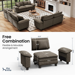 Briar Living Room Sofa Chenille Cloud-like Couch Modular Sectional Large Set