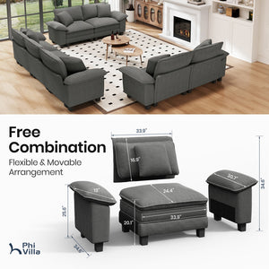 Briar Living Room Sofa Corduroy Cloud-like Couch Modular Sectional Large Set
