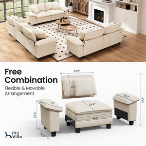 Briar Living Room Sofa Corduroy Cloud-like Couch Modular Sectional Large Set