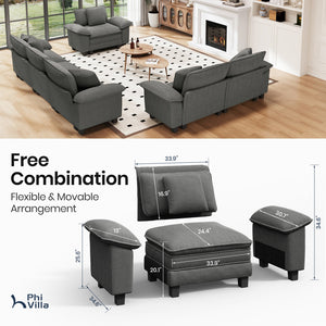 Briar Living Room Sofa Corduroy Cloud-like Couch Modular Sectional Large Set