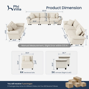 Briar Living Room Sofa Corduroy Cloud-like Couch Modular Sectional Large Set