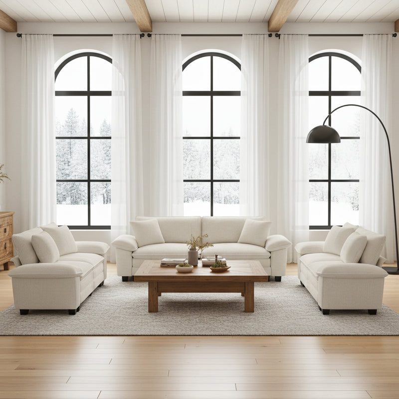 Living Room Sofa Corduroy Cloud-like Couch Modular Sectional Large Set