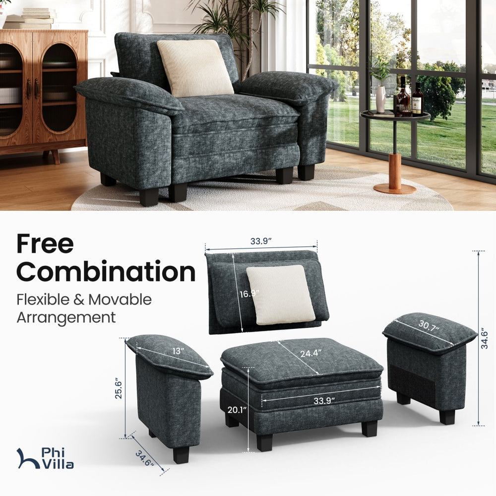 Briar Living Room Chenille Cloud-like Lounge Chair