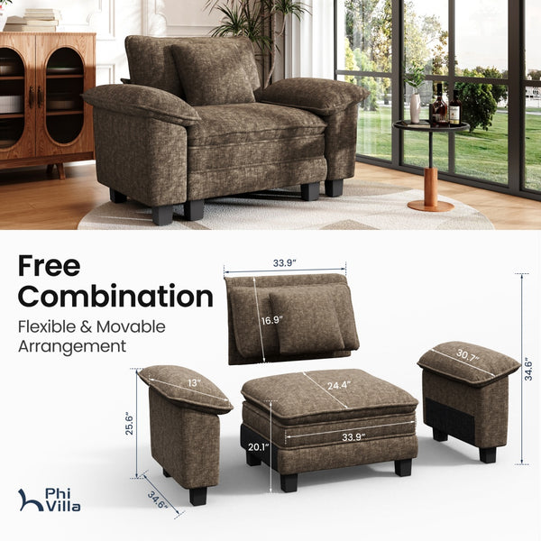 Briar Living Room Chenille Cloud-like Lounge Chair