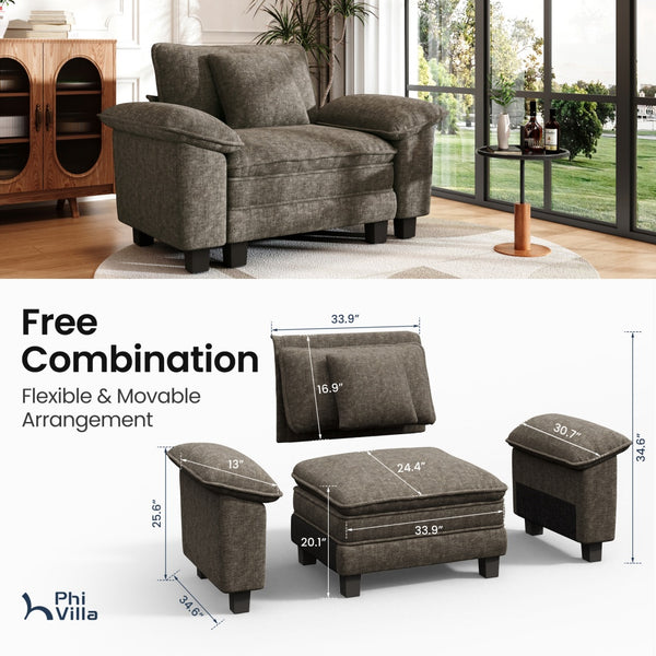 Briar Living Room Chenille Cloud-like Lounge Chair