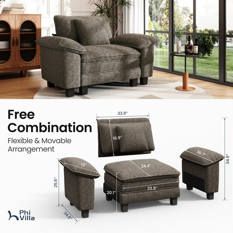 Living Room Chenille Cloud-like Lounge Chair