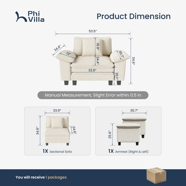 Briar Cloud-like Living Room Lounge Chair Corduroy