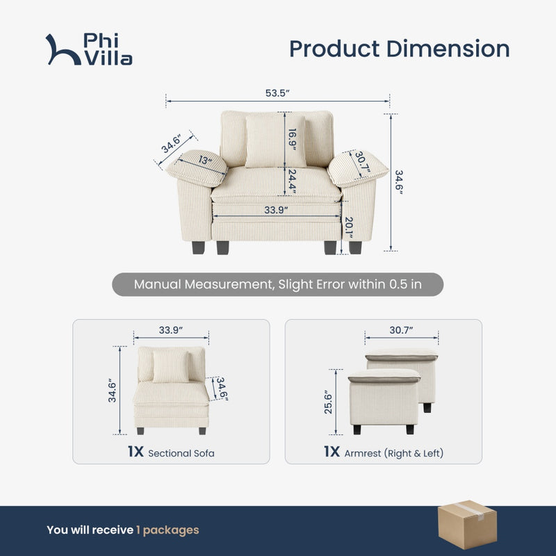 Cloud-like Living Room Lounge Chair Corduroy
