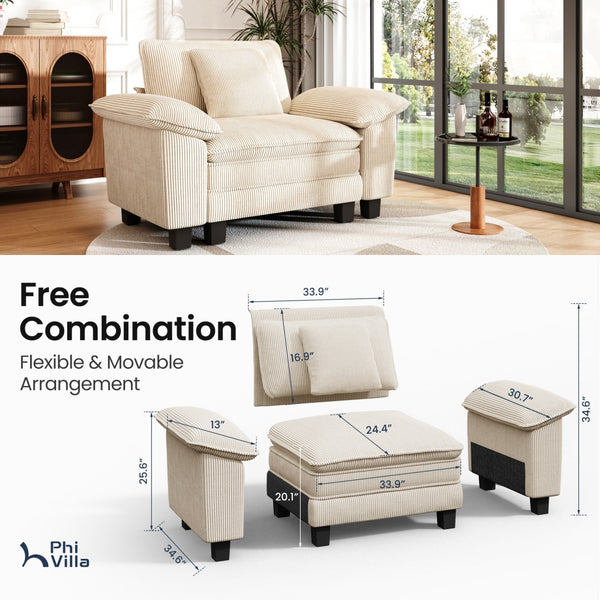 Briar Cloud-like Living Room Lounge Chair Corduroy