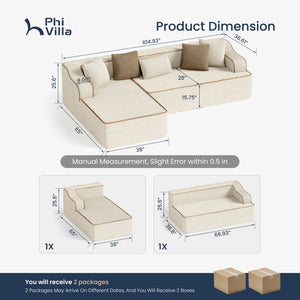 Deluxe Living Room Modular Sectional Sofa Compressed Boneless Couch