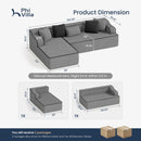 Phi Villa 104" Deluxe Indoor Modular Cloud Sectional Couch Assembly-free Ready-to-use Sofa