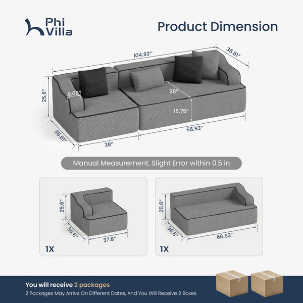 Deluxe Living Room Modular Sectional Sofa Compressed Boneless Couch